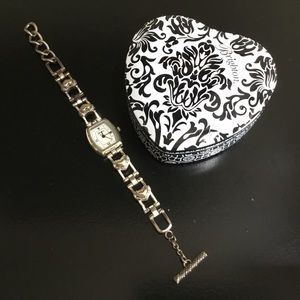 BRIGHTON silver Essex heart bracelet watch & tin